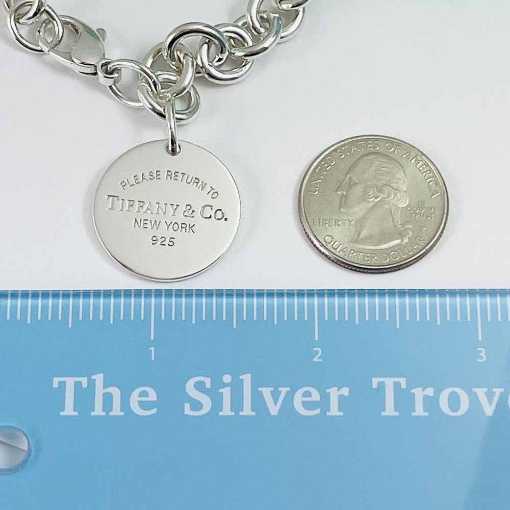 Please Return to Tiffany LARGE 9.5" Round Tag Charm Bracelet - Picture 7 of 7